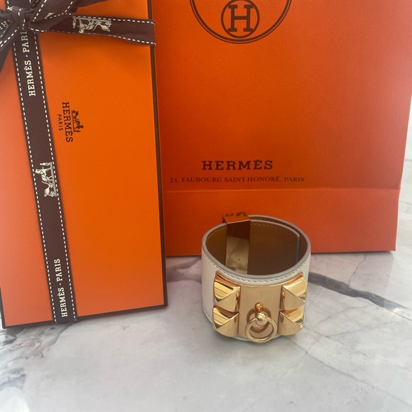 100% authentic Hermes CDC Collier de Chien bracelet T2 white and gold - Picture 4 of 6
